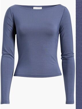 NWT REFORMATION Long-Sleeve Boatneck Top in Dusty Blue